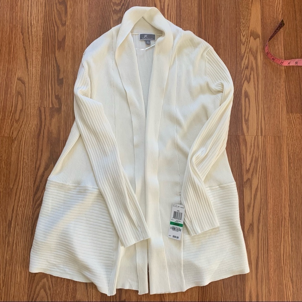 JM Collection Women's Open-Front Cardigan White Size LARGE - Picture 3 of 13